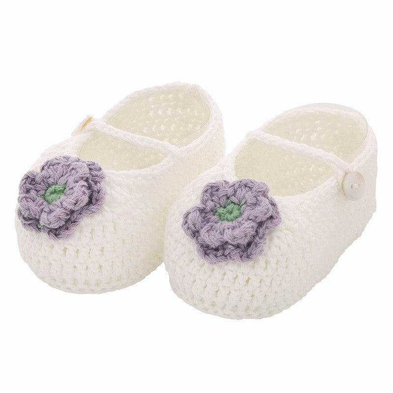 Crocheted Flower Booties 0-6 mo