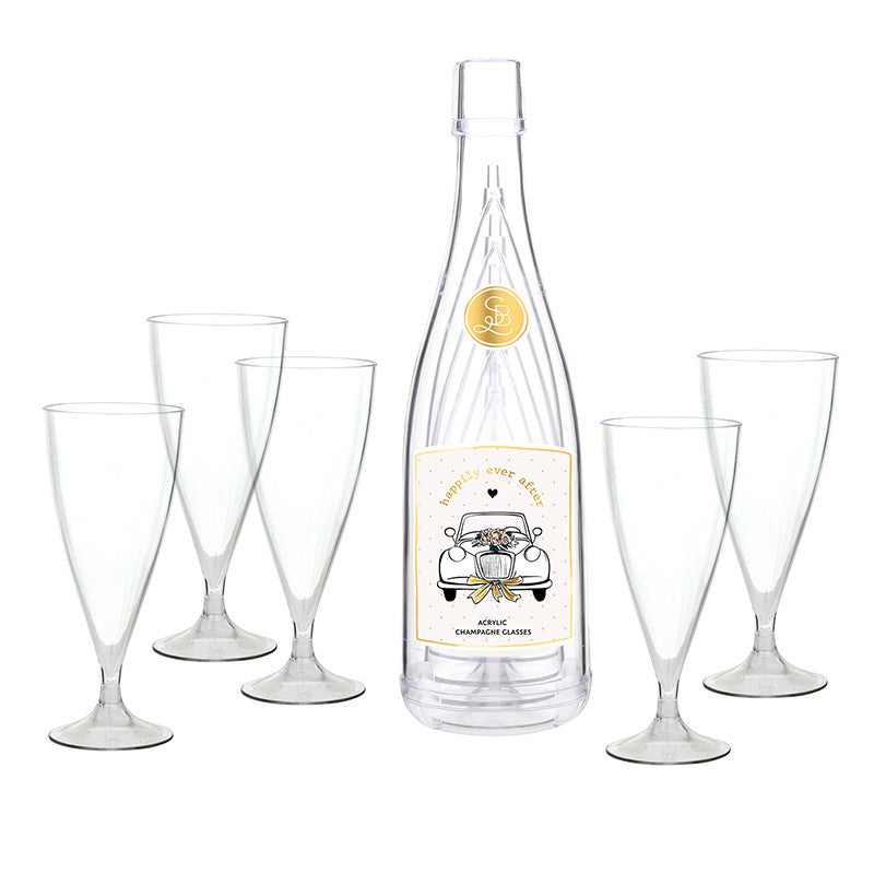 Acrylic Champagne Glasses - Happily Ever After