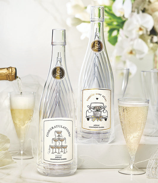Acrylic Champagne Glasses - Happily Ever After