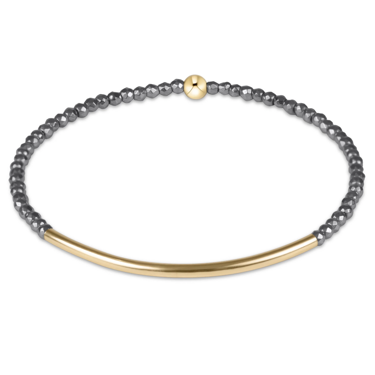 Bliss Bar Smooth Gold 2mm Silver Faceted Hematite Bracelet