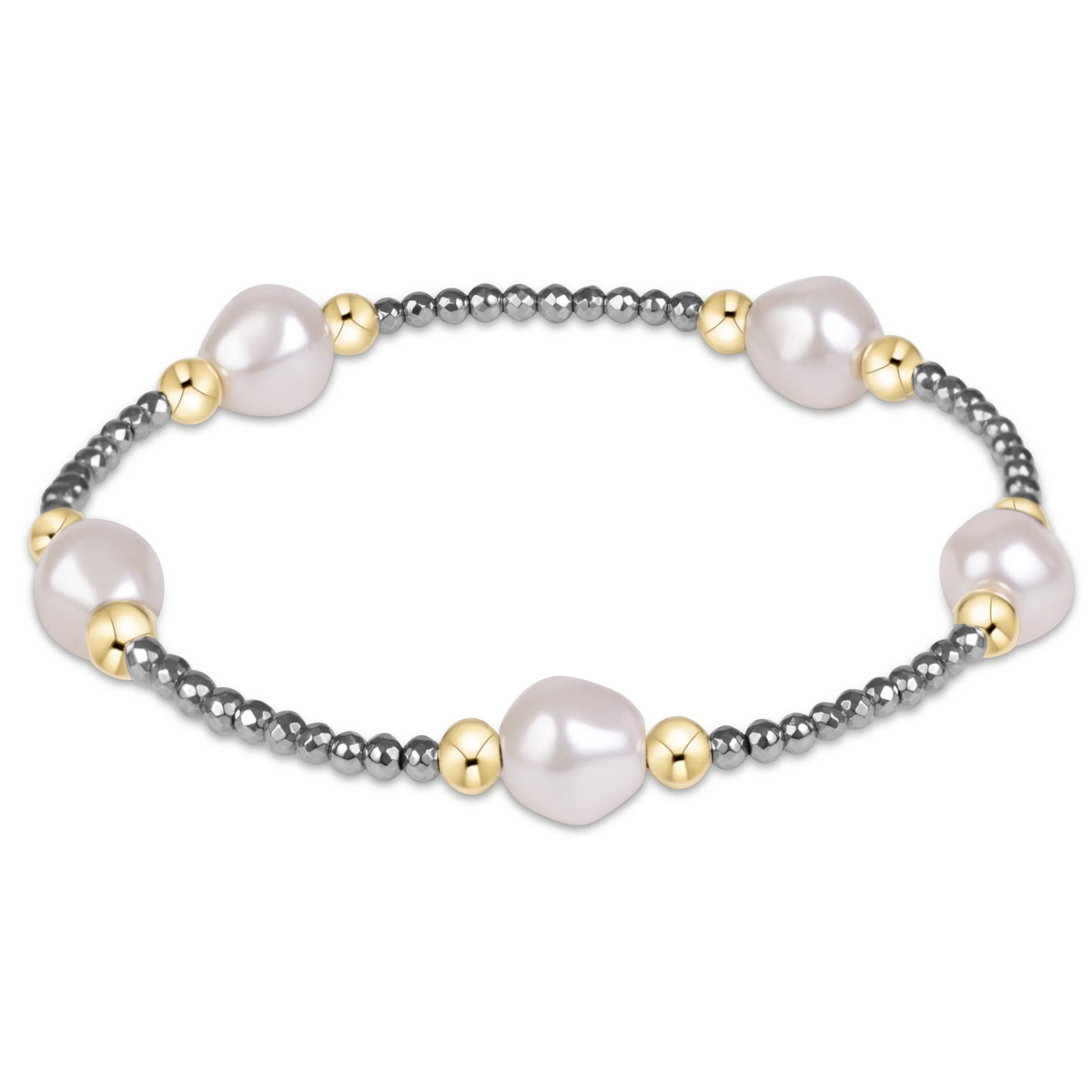 Purpose Admire Pearl 8mm Silver Faceted Hematite Bracelet