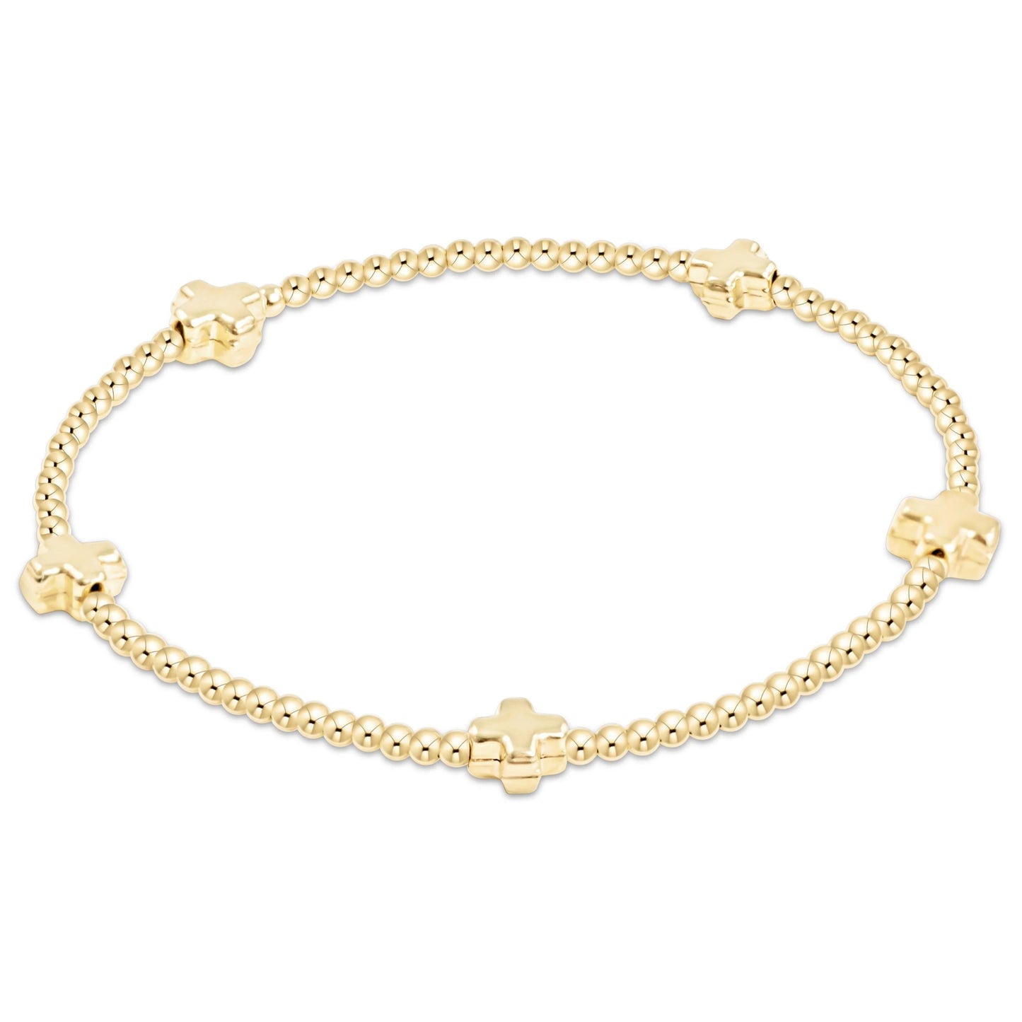 Signature Cross Small 2mm Gold Bracelet- Gold