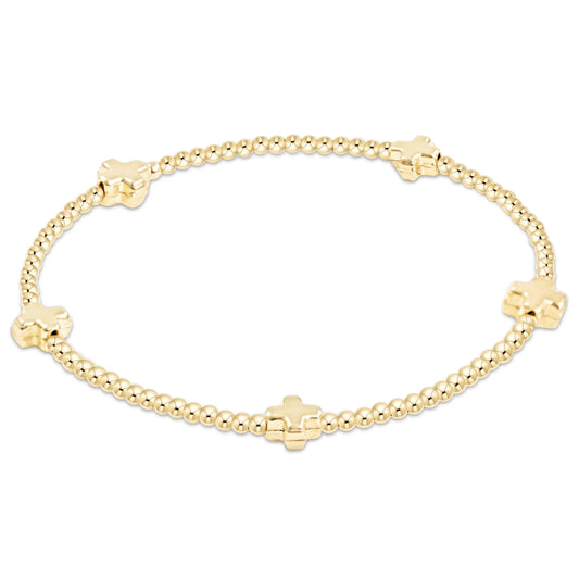 Signature Cross Small 2mm Gold Bracelet- Gold