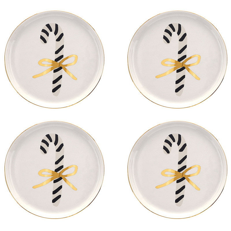 Ceramic Appetizer Plates-Candycanes - 4
