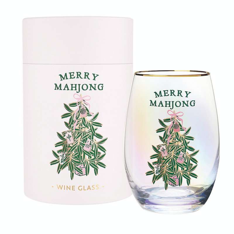 Merry Mahjong Stemless Wine Glass