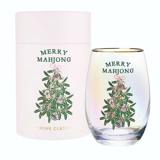 Merry Mahjong Stemless Wine Glass