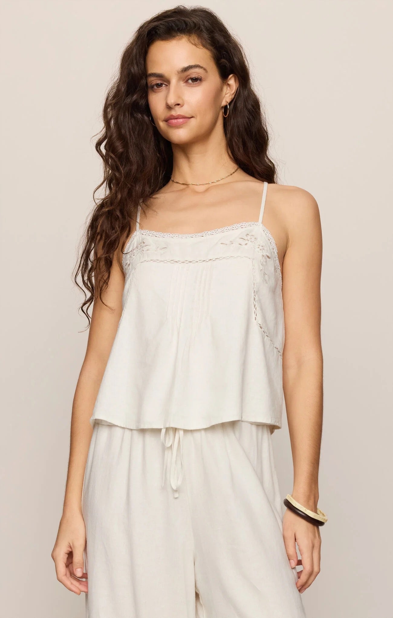 Lillie Embroidered Woven Tank