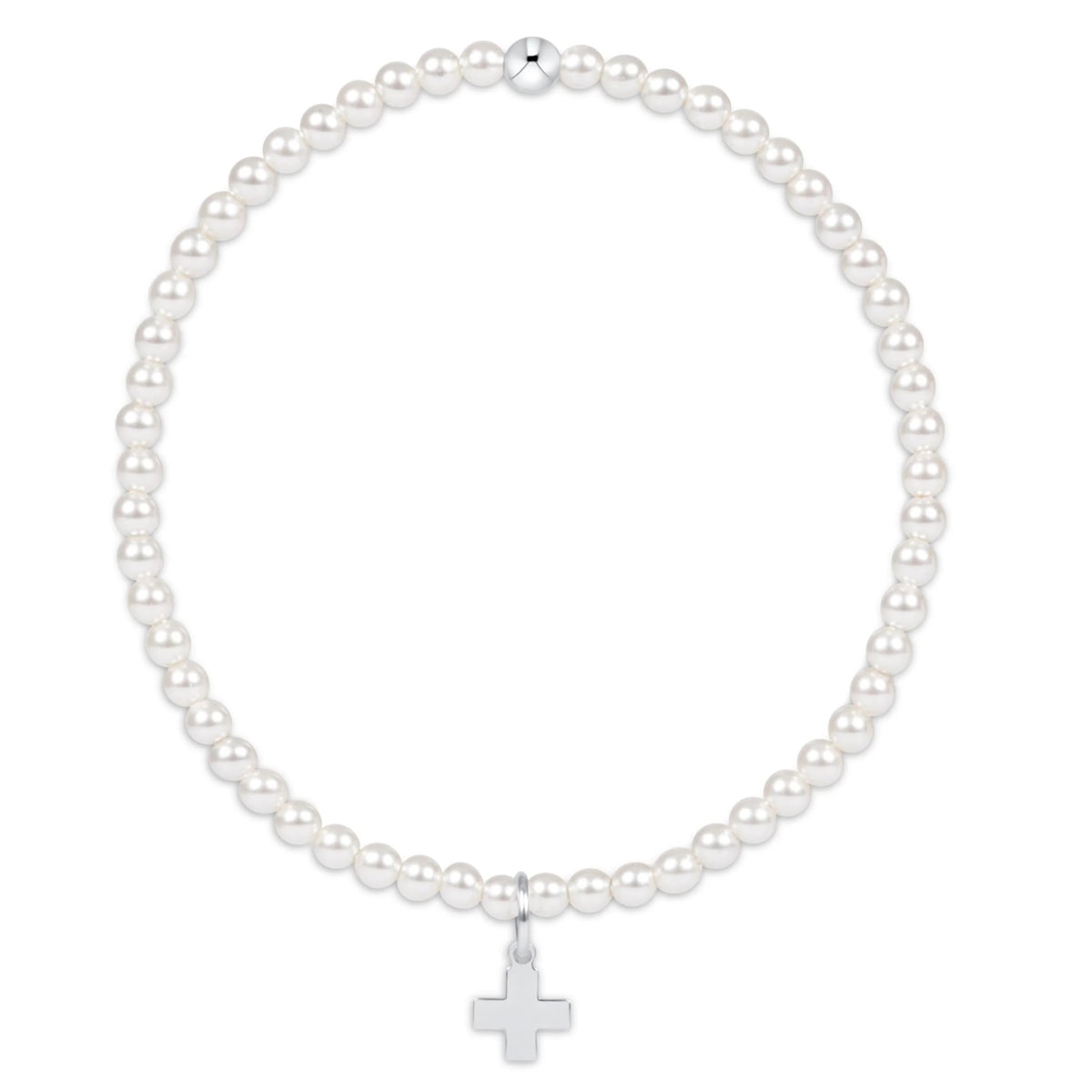 Classic Pearl 3mm Bracelet- Signature Cross Sterling Charm