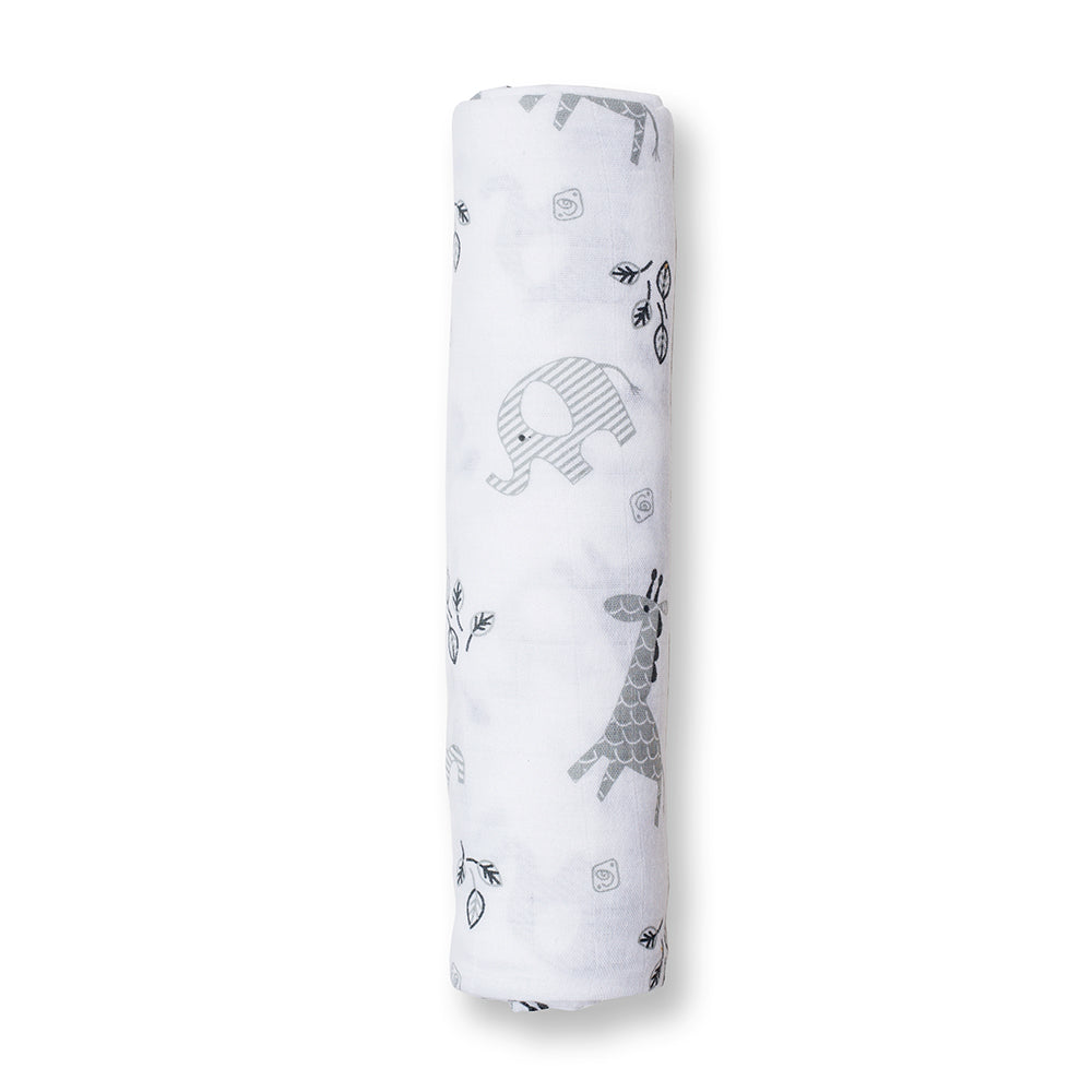 Lulujo XL Cotton Swaddle - Zoo Animals