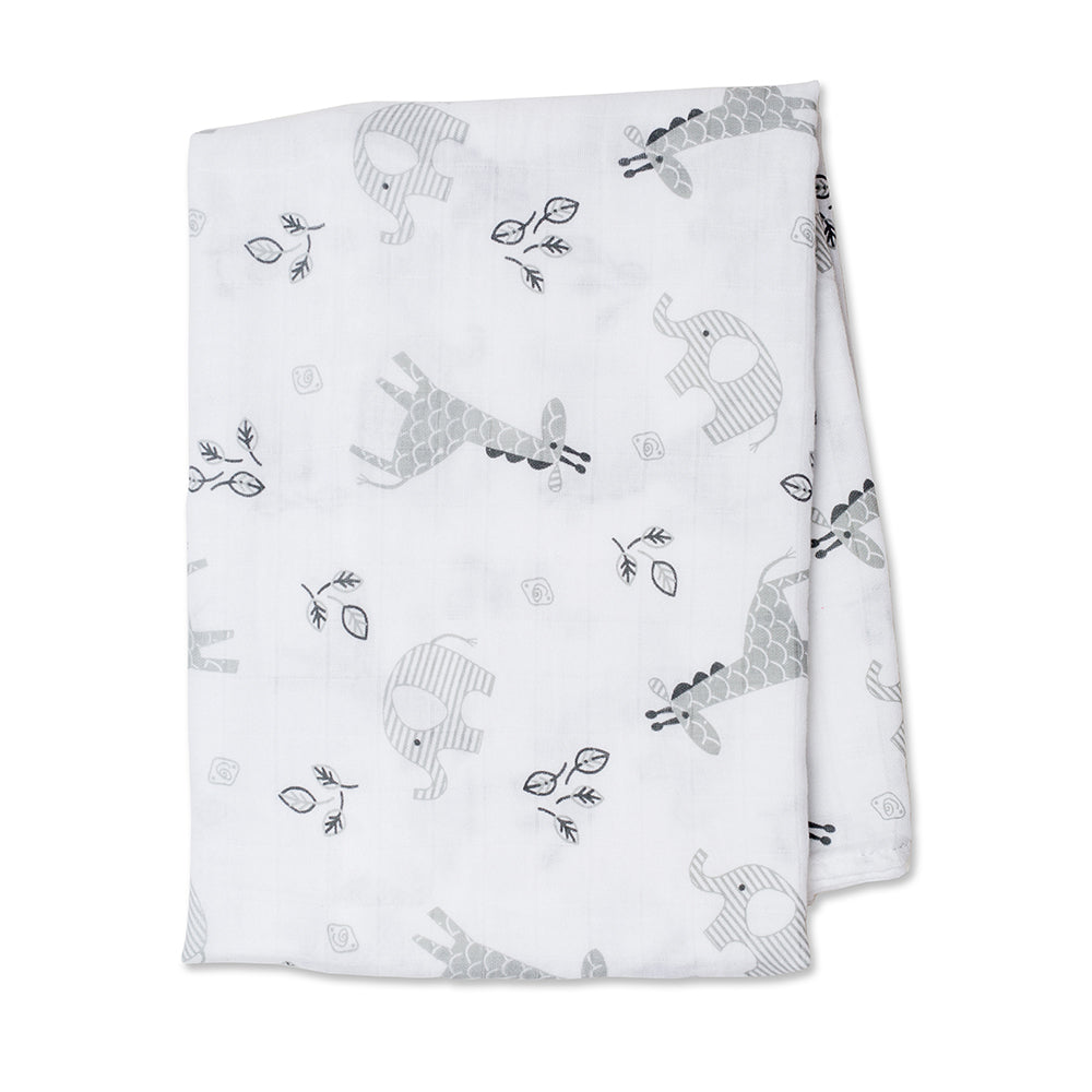 Lulujo XL Cotton Swaddle - Zoo Animals