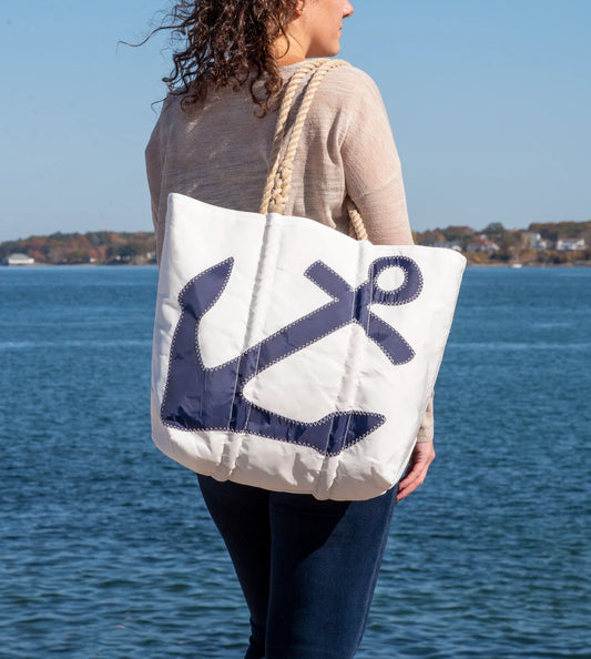 Navy Anchor Medium Tote