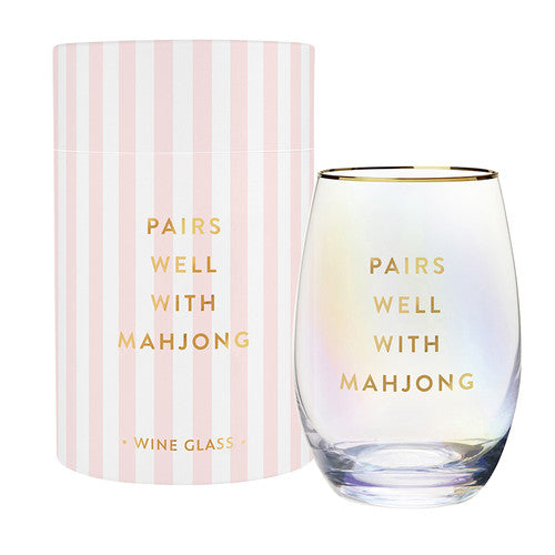 Pairs Well With Mahjong Stemless Wine Glass