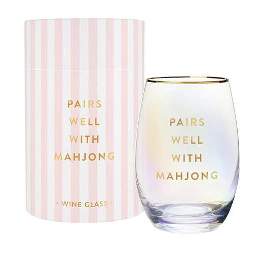 Pairs Well With Mahjong Stemless Wine Glass