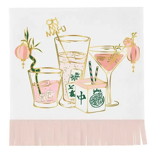 Mahjong Fringed Cocktail Napkins
