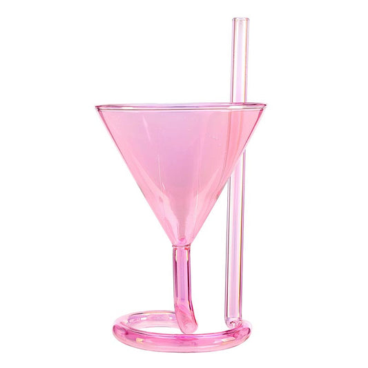 Glass With Straw - Pink