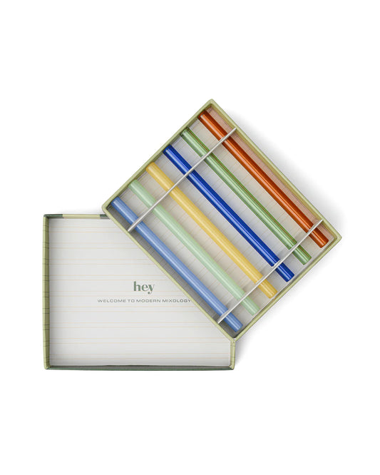 The Whistler Straw Set -Colored Glass, Set of 6