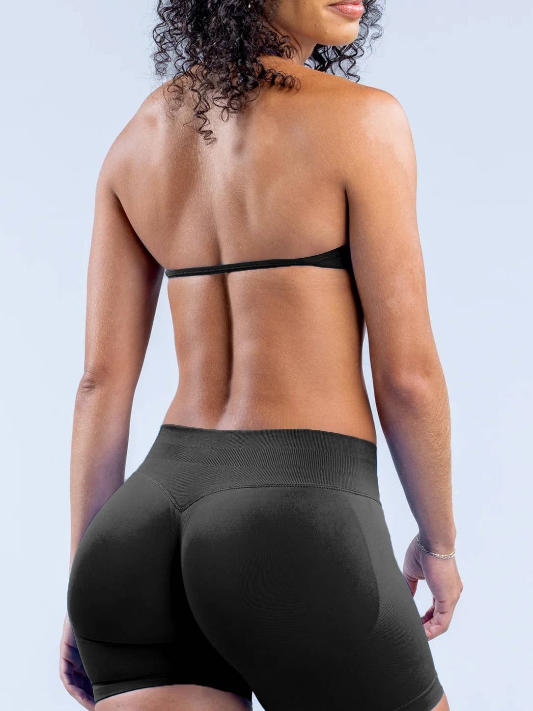 Black Polka Sport Halter Bra Scrunch Shorts Athletic Set