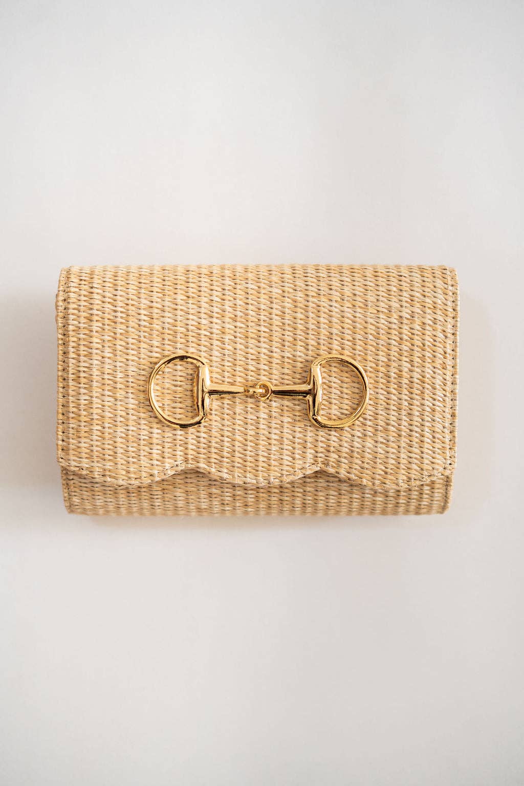 Scalloped Ruby Straw Clutch- Gold Charm - WS