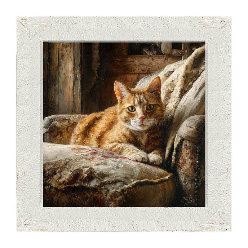 Armchair with Orange Tabby Cat - Square Frame