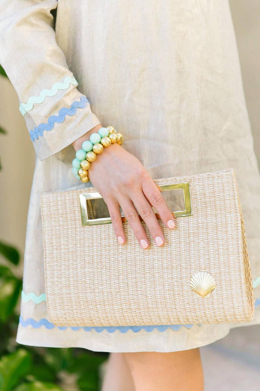 Chloe Clutch - Straw - Gold Charm - WS
