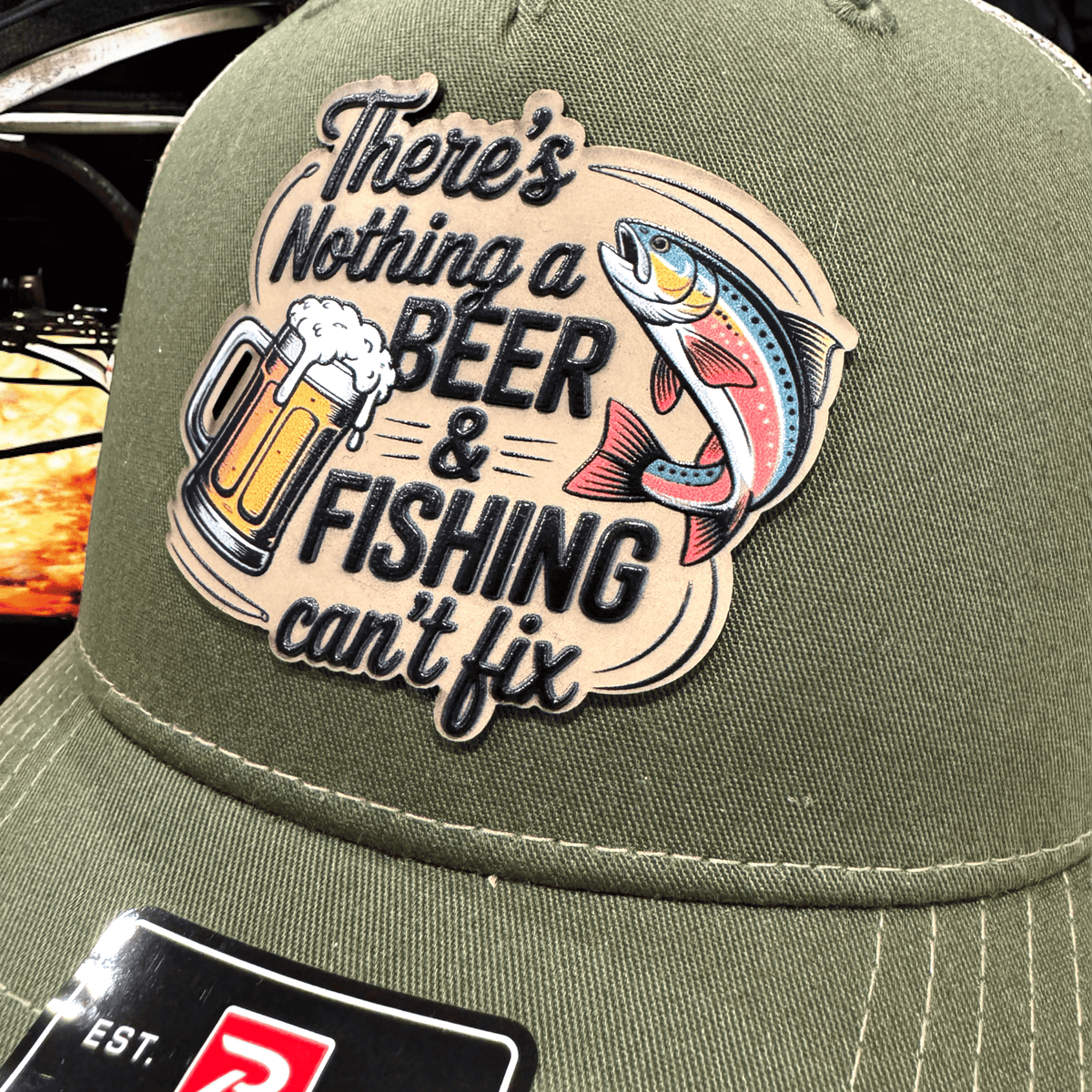 Beer and Fishing Patch Hat