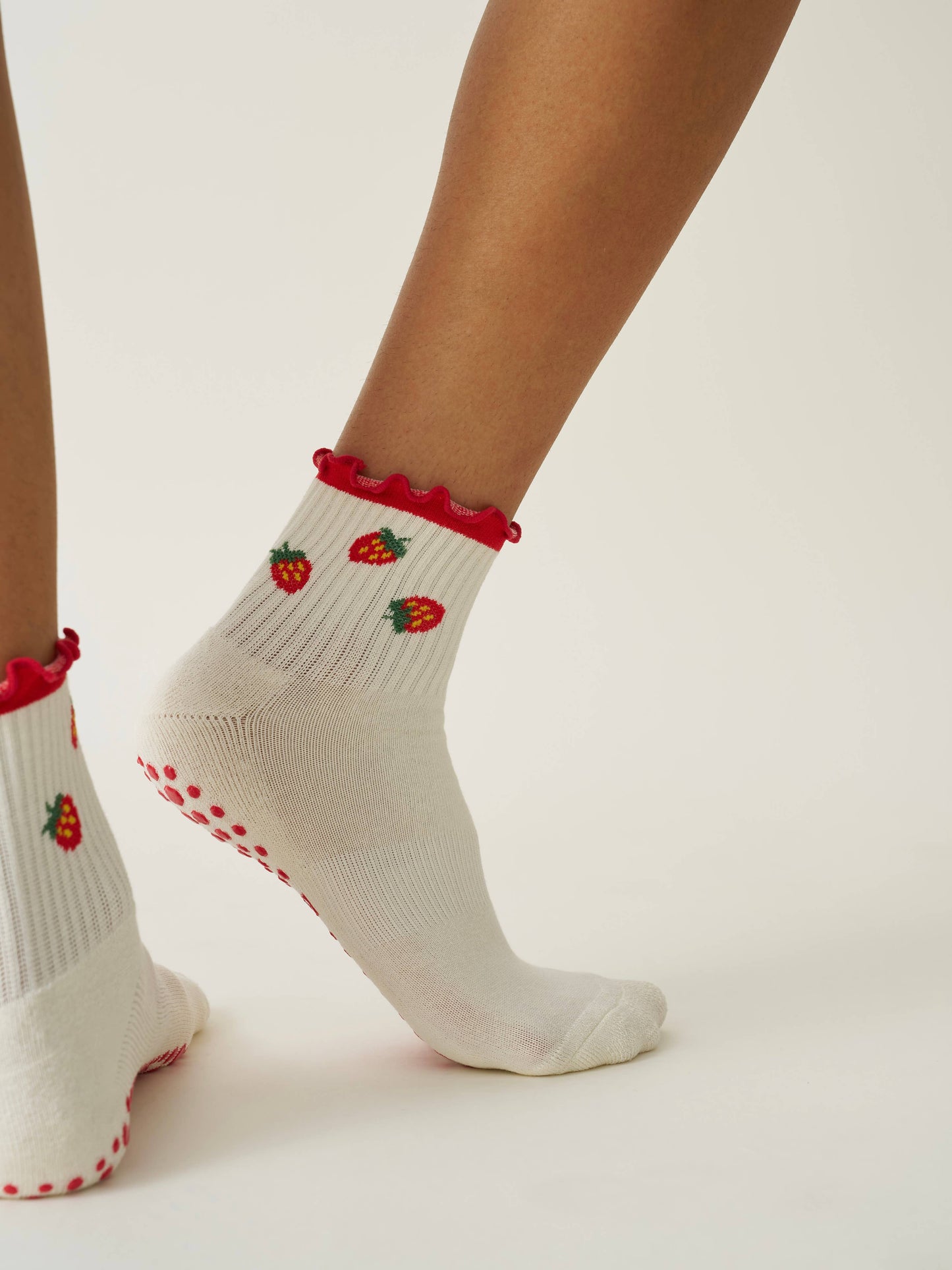 Strawberry Ruffle Grip Sock, Pilates Socks