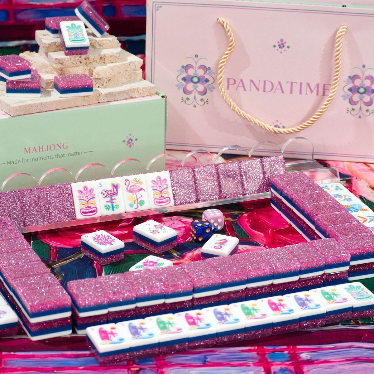Palm Beach Mahjong Set - Pink Stardust