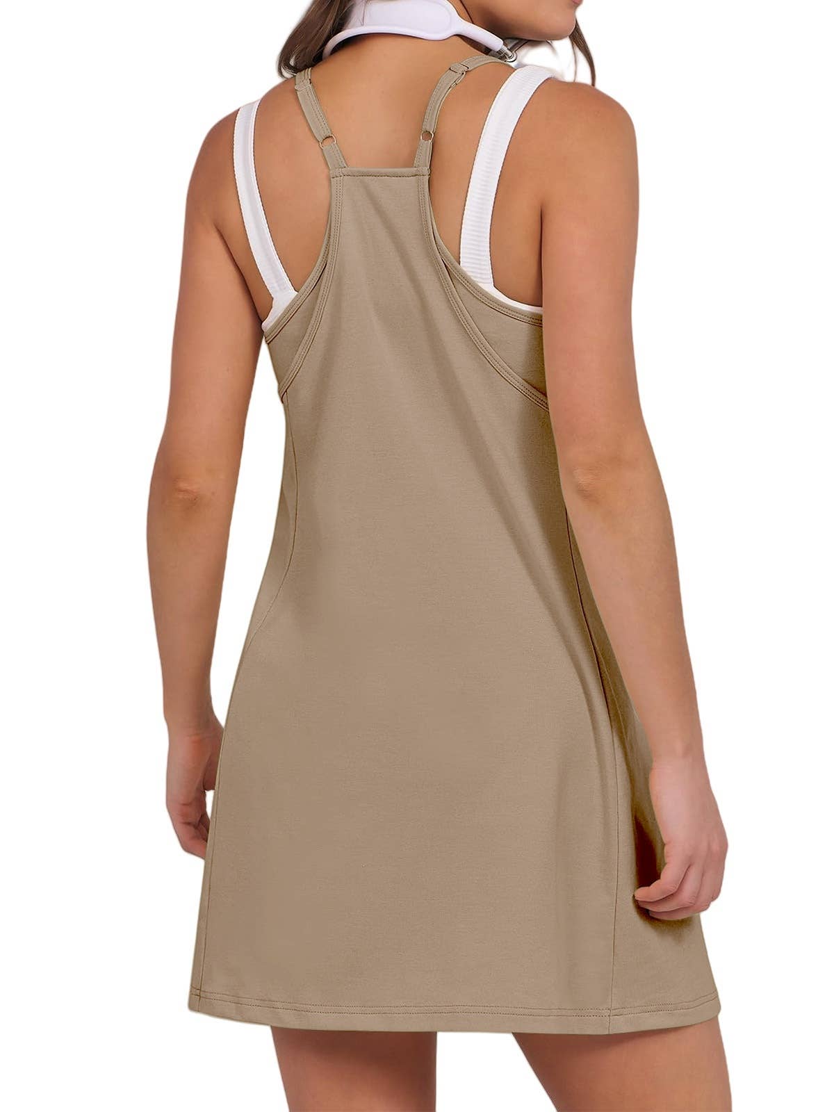 Athleisure Sleeveless Built in Romper Mini Dress in Solid