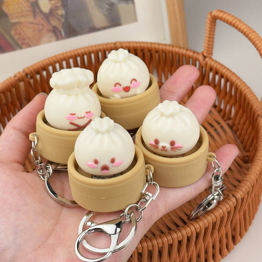 Cute emoji dumplings Keychain bag charm Fidget clicker Toy