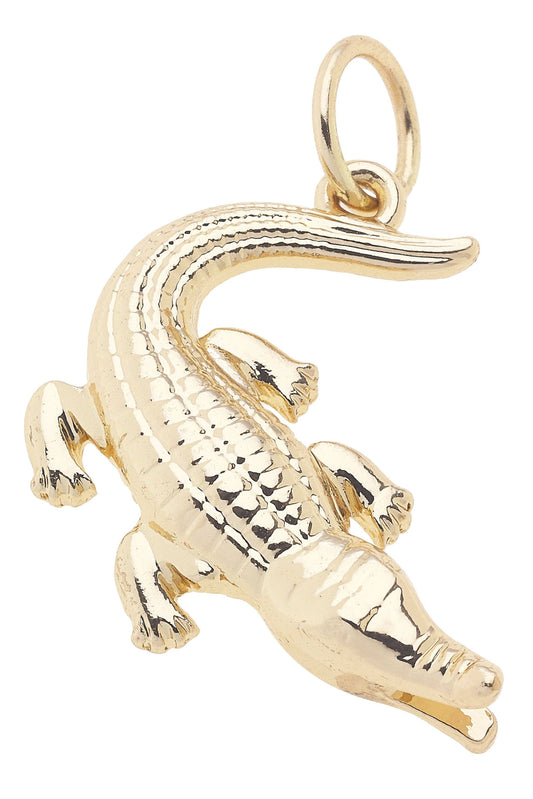 Curved Alligator Charm in Shiny Gold
