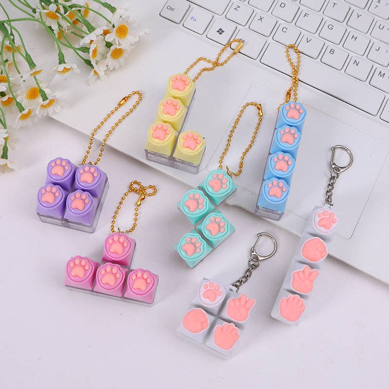 Silicone Cat Paw Fidget Keychain Stress Relief Toy