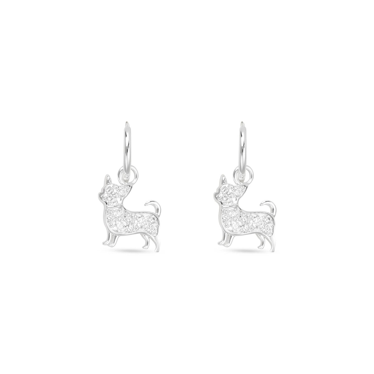Silver CZ Pet Dog Earrings