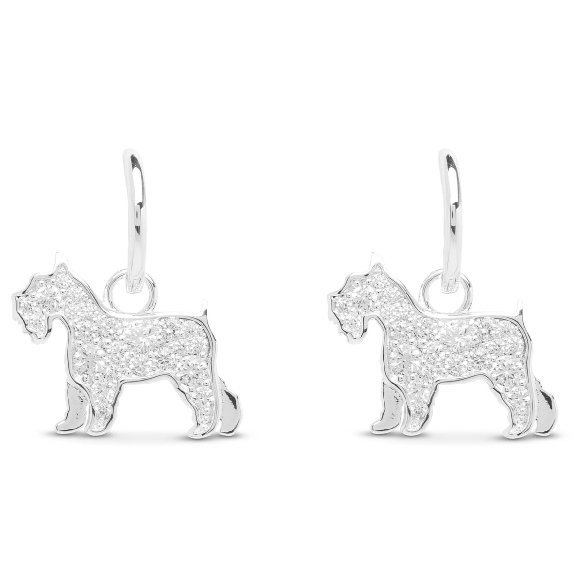 Silver CZ Pet Dog Earrings