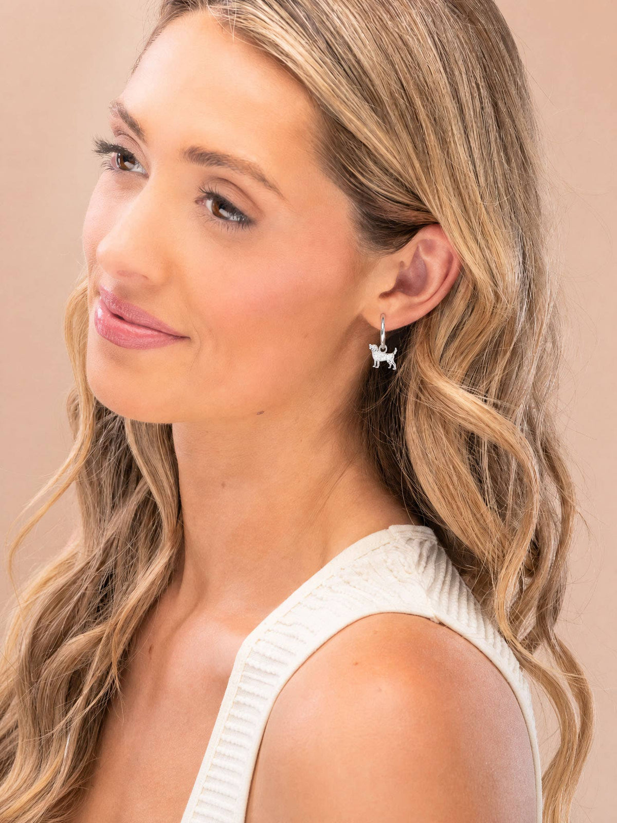 Silver CZ Pet Dog Earrings