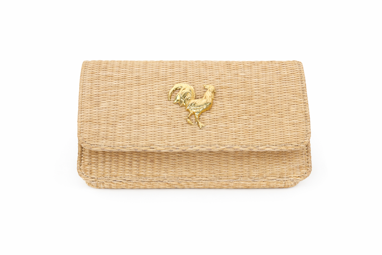 Ruby Straw Clutch- Gold Charm
