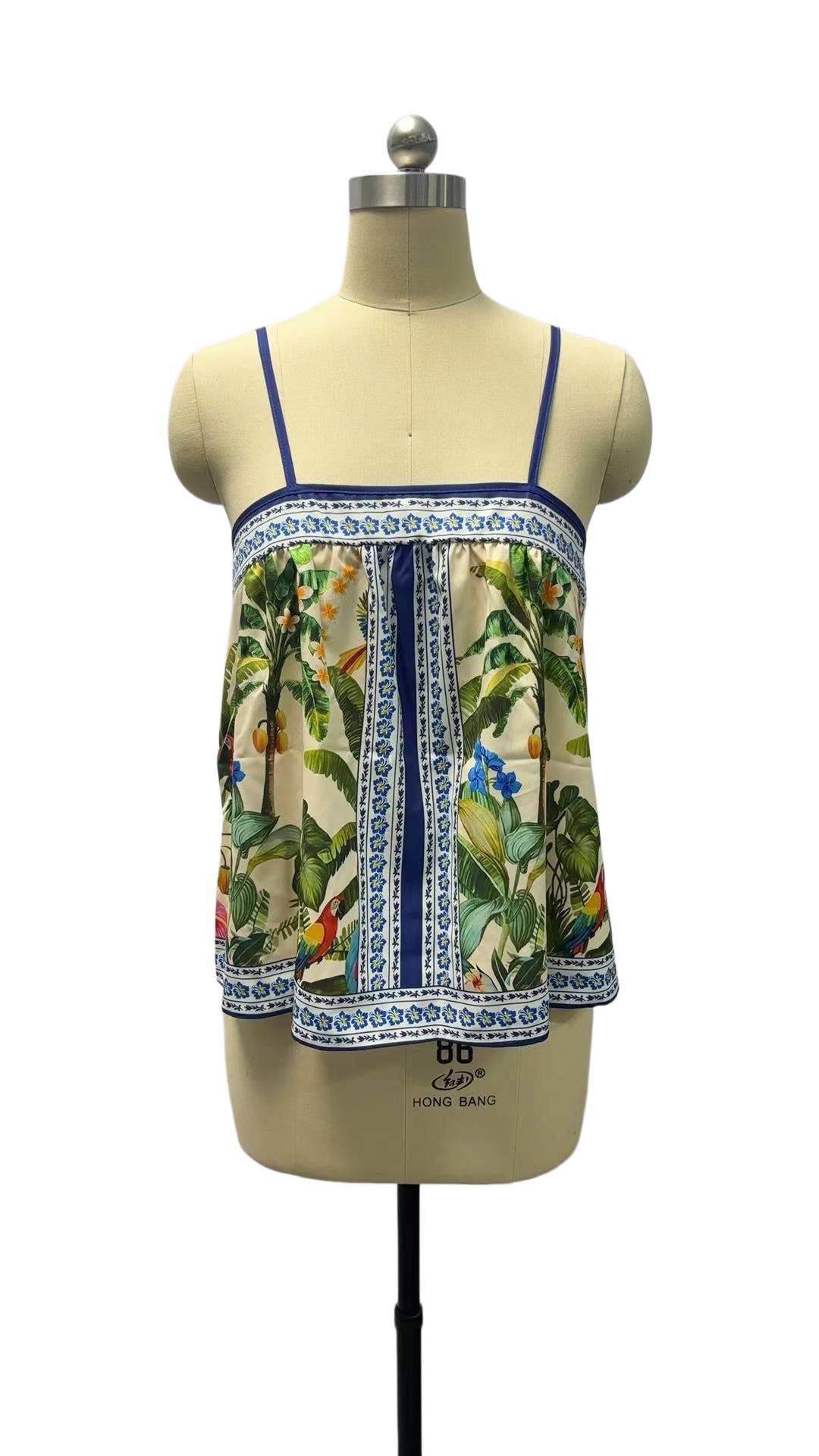 Tropical Rainforest Jungle Floral Print Boxy Cami Tank Top