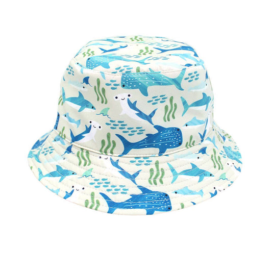 Shark Friends Ocean Blue Reversible Kids Bucket Hat