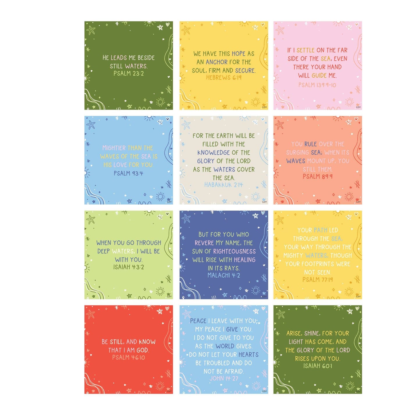 Verses for the Beach – Bible Verse Card Set + Display Stand