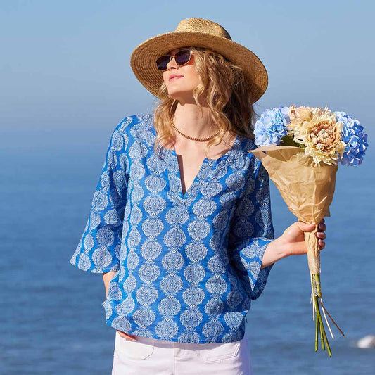 Harper Navy Blue Cotton Kurta Tunic