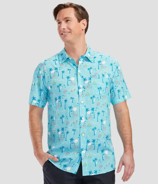 Full Moon Men's Hawaiian Shirt - Funny Astronaut Button Down