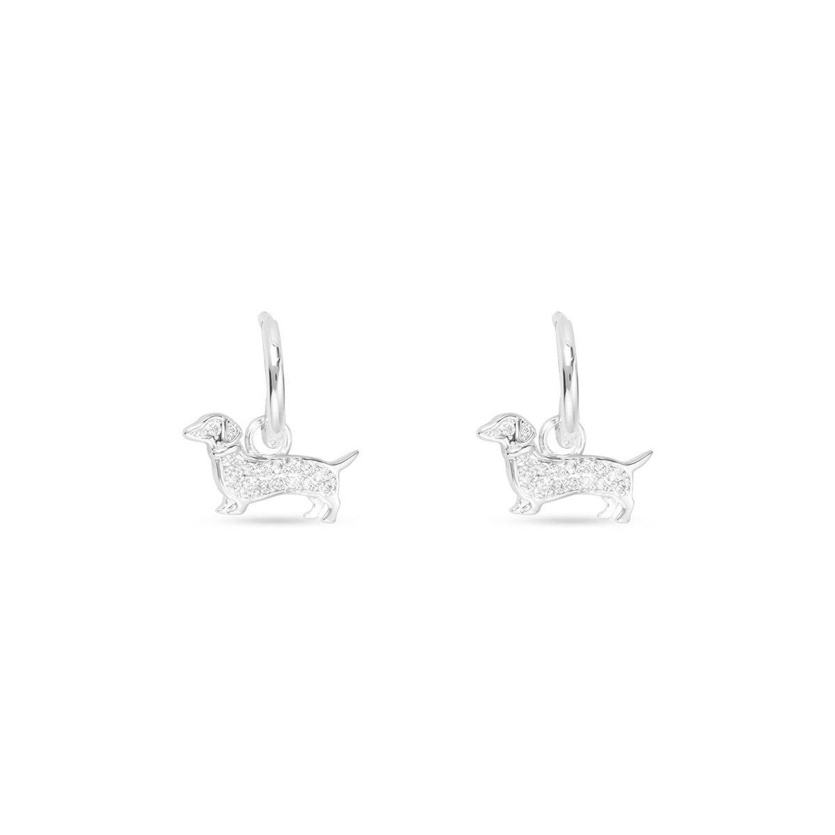 Silver CZ Pet Dog Earrings