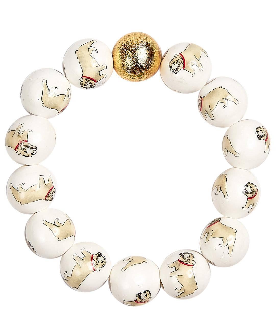 Georgia Beaded Gameday Bracelet - Bulldog  - 14mm - WS