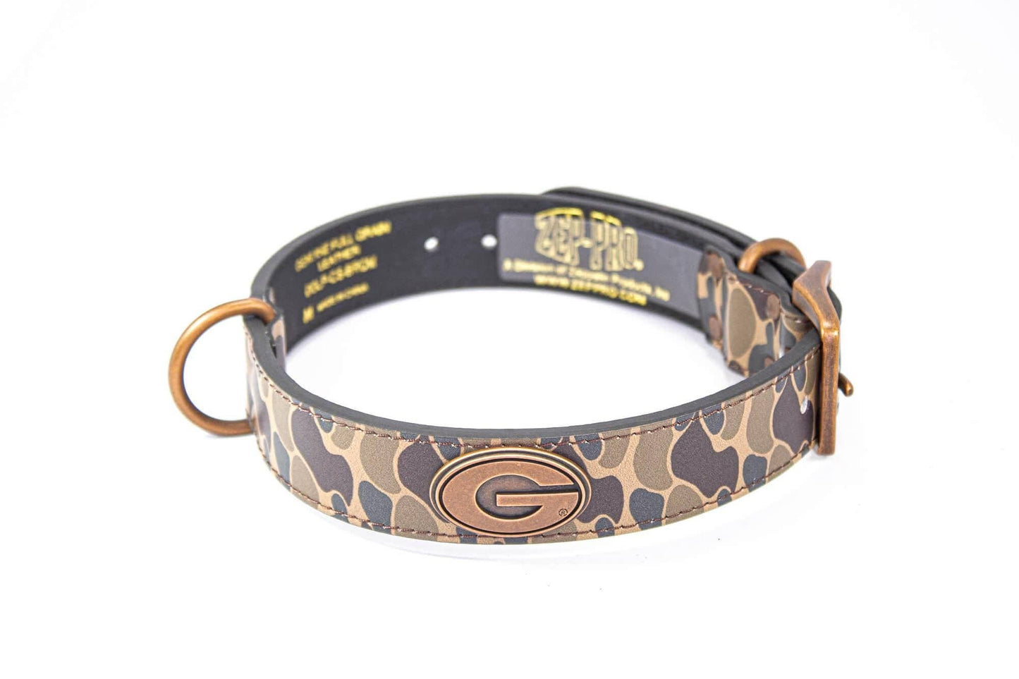 Georgia Bulldogs Old School Camo Leather Dog Collar