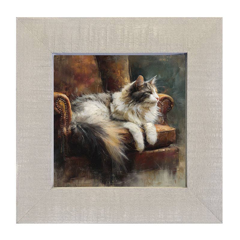 Armchair with Long Haired Cat - Square Frame