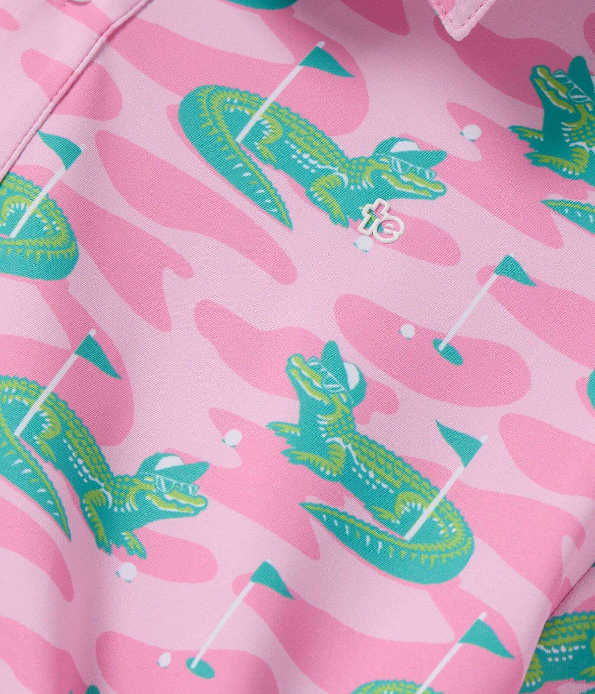 Gator Golfer Pink Men's Golf Polo - Fun Alligator Golf Shirt