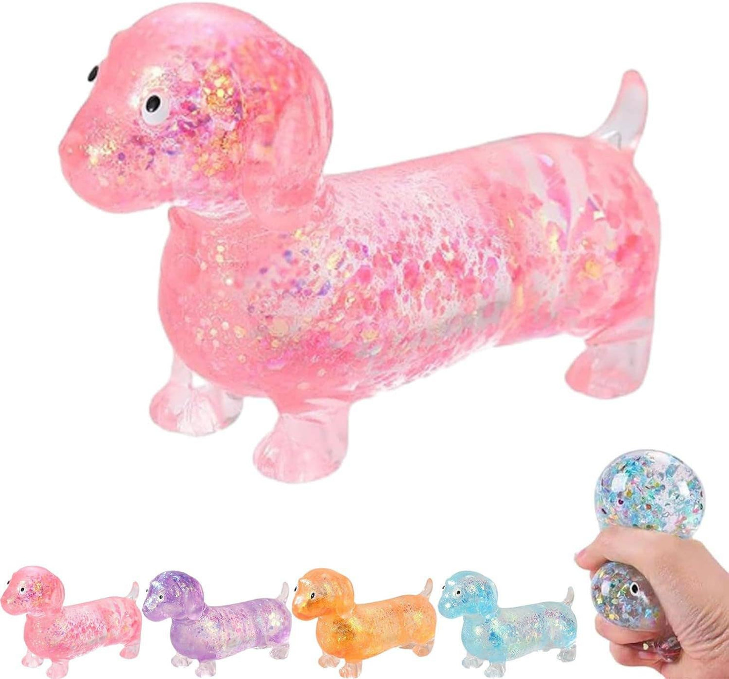 Glitter Dachshund Squeeze Stress Toys