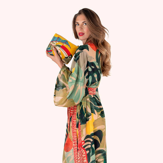 Tropical Toucan Mid Sized Embroidered Zip Pouch