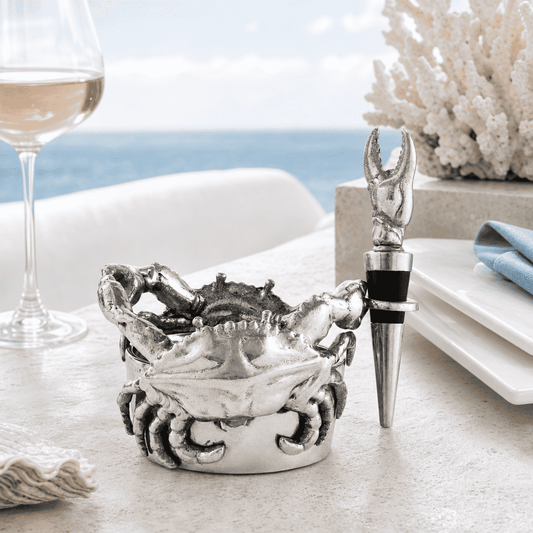 Crab Wine Caddy and Stopper Set