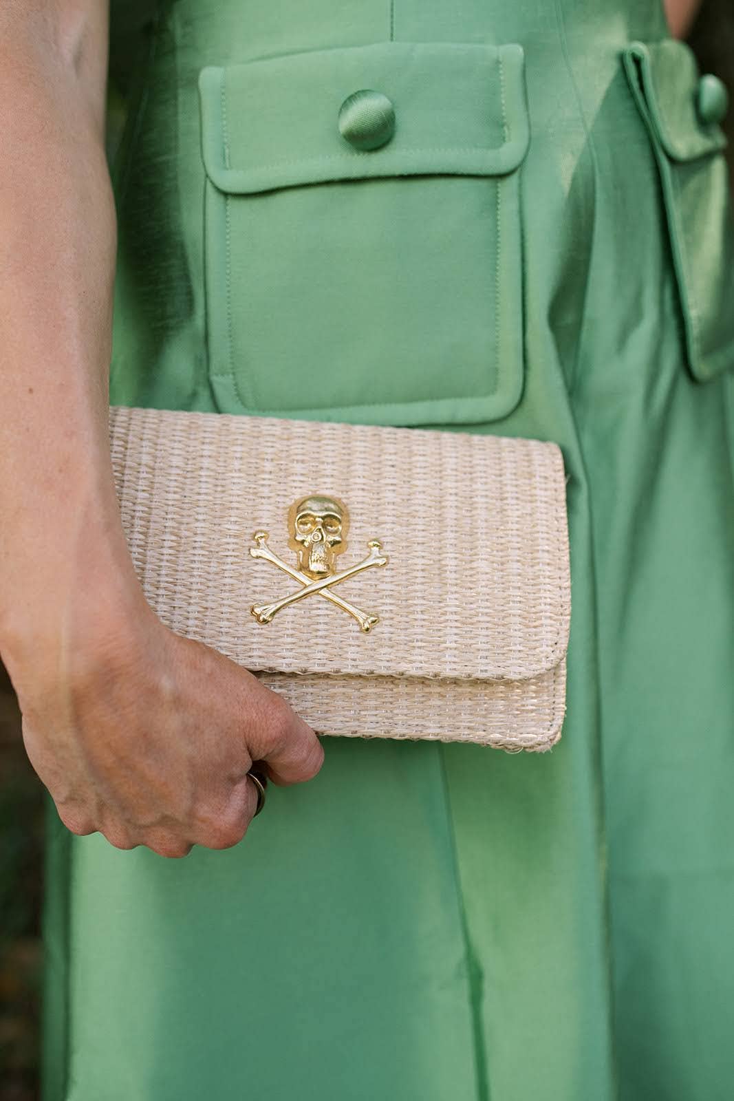 Ruby Straw Clutch- Gold Charm