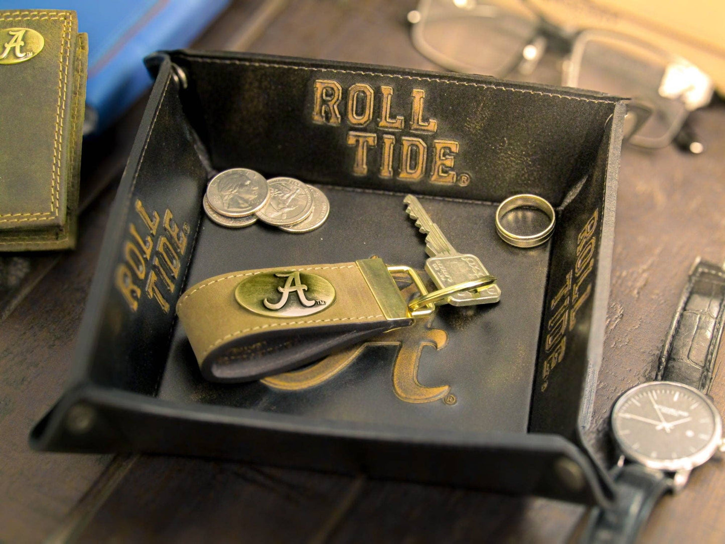Collegiate Crazyhorse Full Grain Leather Key Fob